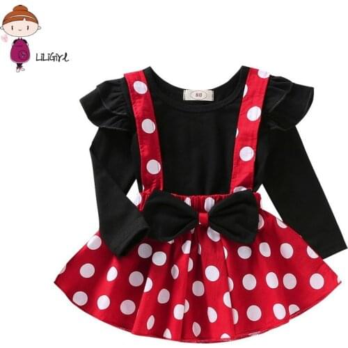 Newborn Girls Clothes Set Costume Polka Dot Suspender Skirt Princess Girl Party Dress Girl Clothing Dot Print Red