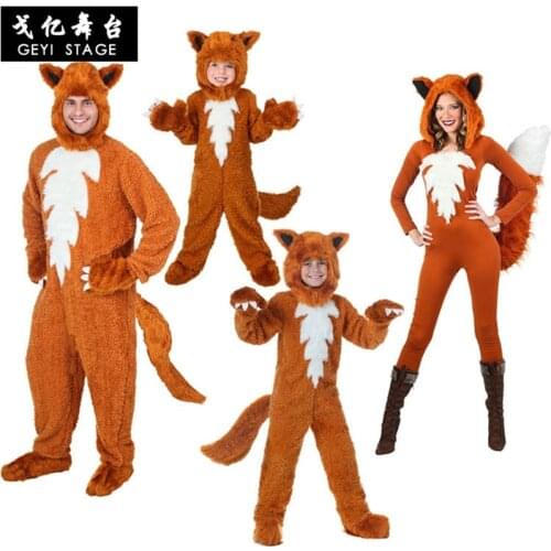 Kids Adult Women Cartoon Sexy Animal Fox Costume Cosplay Clothes Suit Childrens Day Halloween Costumes Jumpsuit
