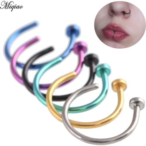 Miqiao 2pcs Jewelry G23 Pure Titanium Nose Ring False Nose Nail False Lip Nail C-ring European and American Hot Style