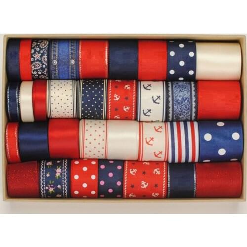 Mix Ribbon set 33yards printed solid satin and grosgrain ribbon different size each 1Yard for Handmade Gift Craft Hair bows