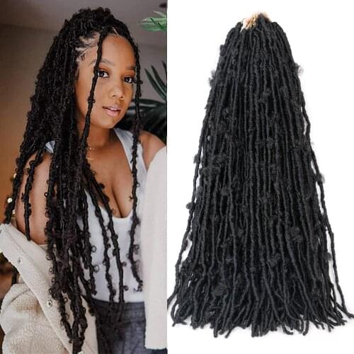 Natifah Crochet Locs Hair Butterfly Locs Crochet Hair Extensions Synthetic Faux Locs Curly 24 Inch 1B Color Fake Braiding Hair