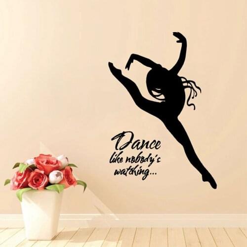 Wall Decal Dance Like Nobodys Watching with Dancer Vinyl Wall Art Mural Stickers Dancing Decoration For Girls Bedroom DA02