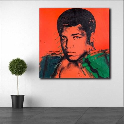 Large size Wall Art Pictures For Living Room Home Decor Andy-Warhol-Muhammad-Ali Canvas Oil Painting Printed Unframe