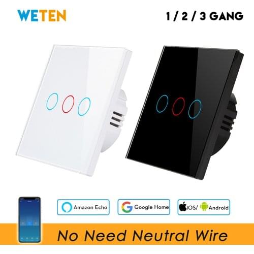 No Neutral Wire Wifi Wall Touch Switch EU Smart Light Switch Tuya RF433 Smart Home Controller Support Alexa Google Home