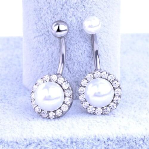 New Summer Style Pearl Umbilical Nails Navel Metal Sexy Body Piercing Jewelry Crystal Earrings Ear Nail Belly Ring For Women Hot