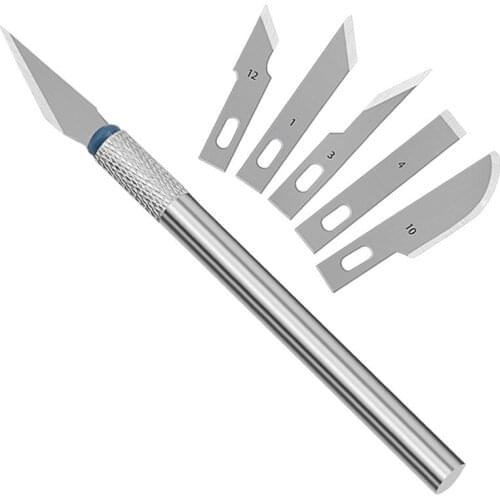 High Quality 6 Blades Metal Scalpel Knife Anti-Skid Engraving Craft Knife Mobile Phone Laptop PCB Repair Hand Tools