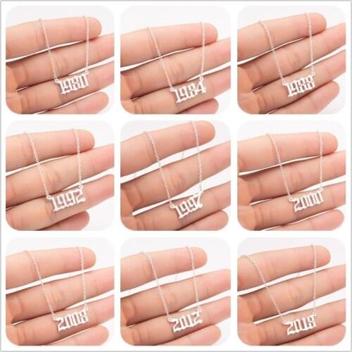 Year Number Necklaces for Women Custom Year 1980 1989 2000 Birthday Gift from 1980 to 2019