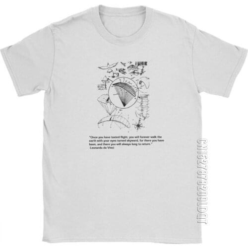 Paragliding T-Shirt Men Short Sleeved Vintage Tee Shirt Crew Neck Pure Cotton Tops Big Shirt T Shirts