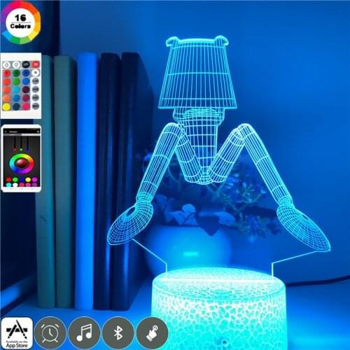 Sexy Acrylic 3D Neon Lamp Color Changing LED Night Light with Lava Base Remote Control Hotel Club Atmosphere Decor Nightlight