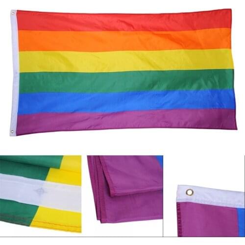 3 Types LGBT Rainbow Flag Lesbian Gay Parade Banners LGBT Pride Flags Polyester Colorful Rainbow Holding Flag for Decoration