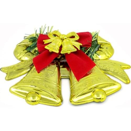 Christmas Plate Bells Charm Ornaments Trees Rattan Wreath Pendant XMas Tree Bell Decoration Supplies