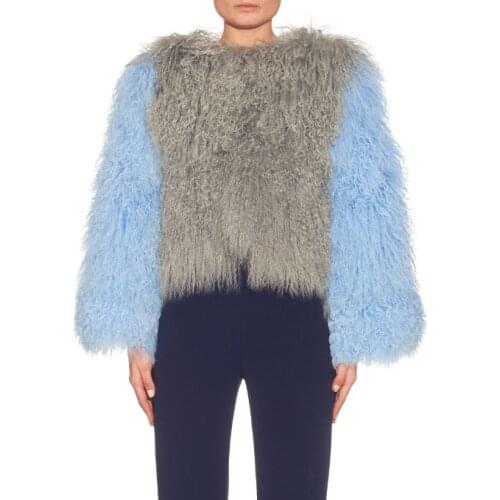 SF0009 Fashion design Full Pelt Whole Skin women Mongolian lamb fur coats