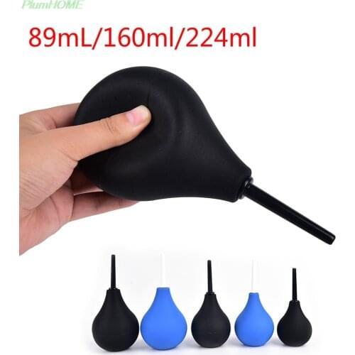 89mL/160ml/224ml Pear Shaped Enema Rectal Shower Cleaning System Silicone Gel Blue Ball For Anal Anus Colon Enema Anal Cleaning