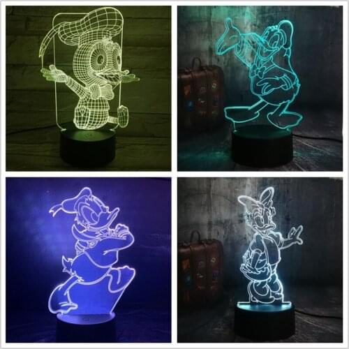 Disney LED Donald Duck Daisy Duck 3D Lamp Cartoon Anime Night Light Bedroom Decor Lampara Kid Baby Xmas Gift Lighting Cute Lampe