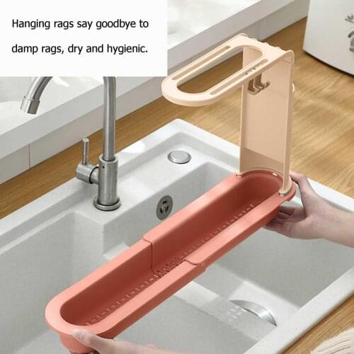Telescopic Sink Drain Rack Adjustable Hygienic Storage Basket Retractable Drain Basket Sink Rack Filter Kitchen Storage Tools