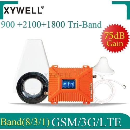 XYWELL 4G signal booster gsm 900 1800 2100 Tri-Band Booster 2G 3G 4G LTE 1800 Cellular Signal Repeater Cell Phone Signal