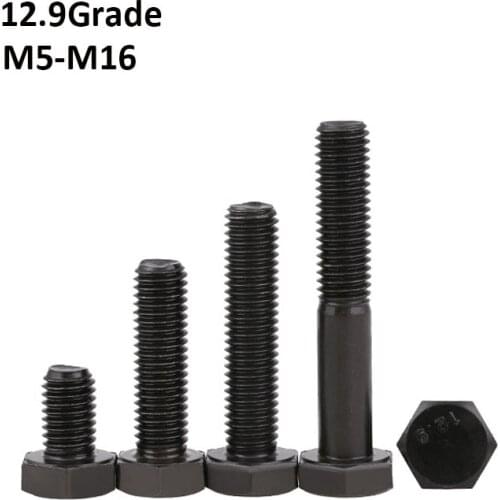 Grade 12.9 External Hex Head Bolts Outer Hexagon Screws DIN933 M5 M6 M8 M10 M12 M14 M16 Length 8mm-200mm