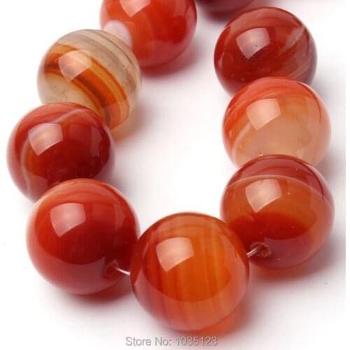 High Quality 20mm Natural Banded Red Mixed Agates Round Shape DIY Gems Loose Beads 10Pcs Creative Jewellery Making w3230a