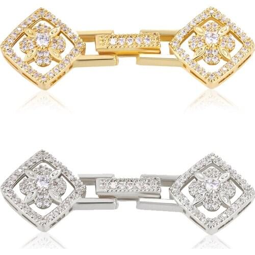 High Quality Charm in Center Necklace Clasps Large Zircon With Geometric Shapes Shine CZ Beads Paved Fashion Jewelry Findings