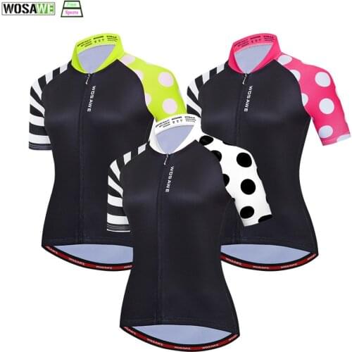 WOSAWE Women Cycling Jersey Short Sleeve Racing Sport MTB Bike Jersey Cycling Shirt Pro Team Bicycle Bright Color Sportwear