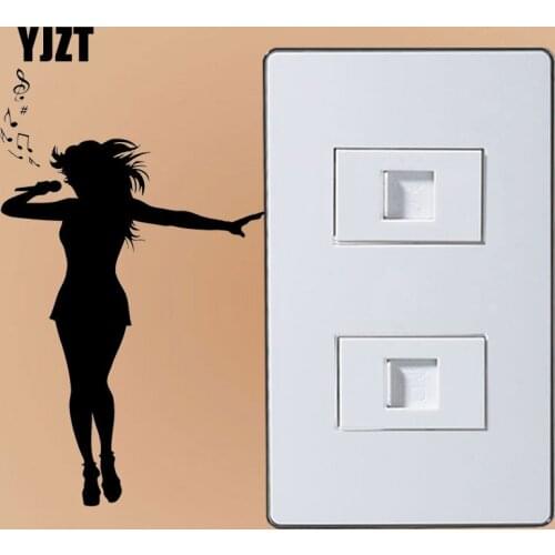 YJZT Singer Star Girl Notes Pop Music Cool Wall Stickers Switch Sticker Home Decoration Wallpaper S18-0113