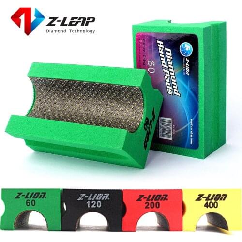 Z-LEAP V30 Diamond U Style Hand Pads Foam Backer Electroplated Hand Polishing Pad Stone Concrete Metal Hard Alloy Grinding Bock