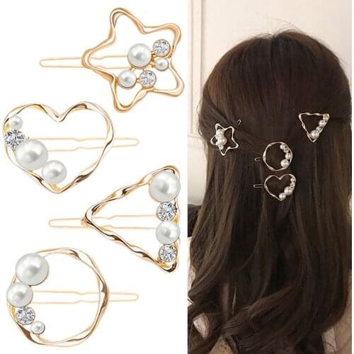 4pcs/8pcs Pearl Metal Hair Clip Hairband Comb Bobby Pin Barrette Hairpin Headdress Accessories Beauty Styling Simple Design