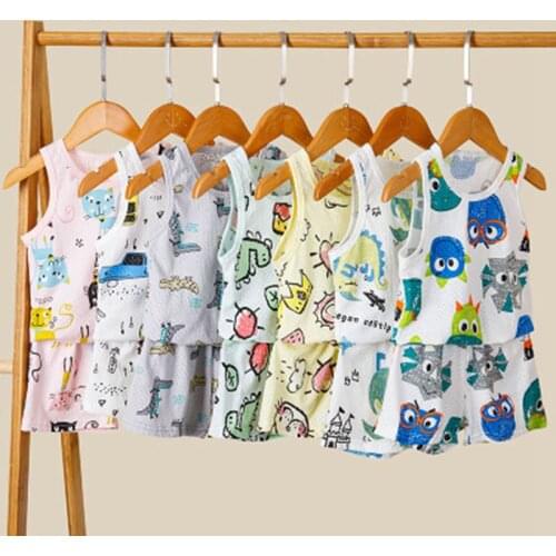 Baby Boys Sleepwear Summer Breathable Pajamas For Girls Children Clothing Sets Toddler Dinosaur Pyjamas Kids Cotton Nightwear