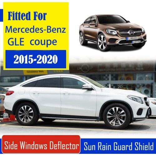 1 Set Chrome Side Vent Sun Shade Window Visors Rain Guard Deflectors For Mercedes-Benz GLE Coupe 2015-2020