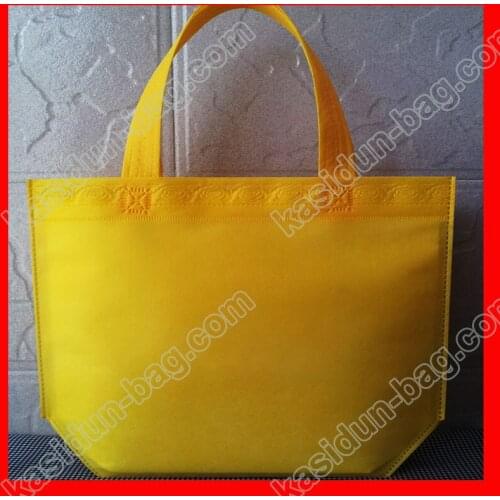100pcs/lot) size W45*H35*D10 cm yellow non woven reusable shopping bags with logo custom