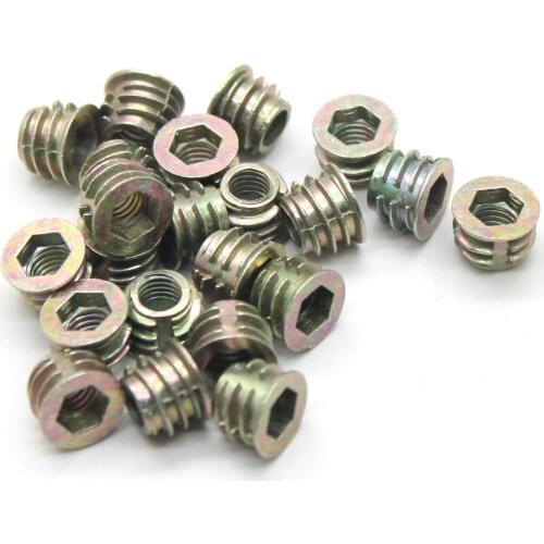 100pcs M4 M5 M6 M8 M10 Threaded Insert Nut Furniture Nuts For Wood Hex Socket Screw Flanged Barbed