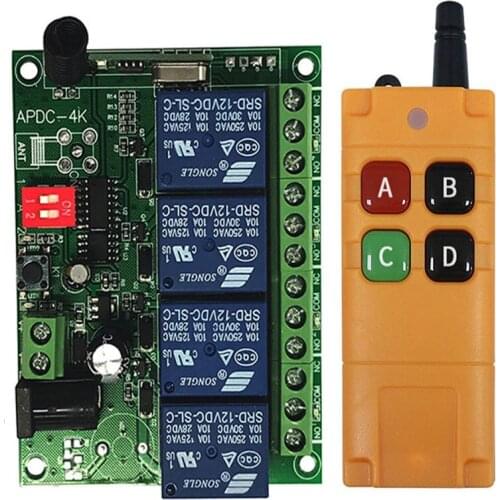 2000m DC12V 24V 4CH 4 CH Wireless Remote Control LED Light Switch Relay Output Radio RF Transmitter And 315/433 MHz Receiver