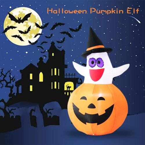 2020 Halloween Garden Decorations Halloween 1.2 Meters Lighted Pumpkin Elf Inflatable Dolls Halloween Garden Decoration Inflatab