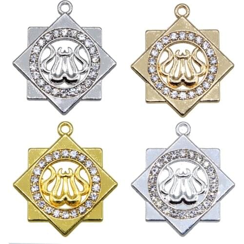 3pcs New Gold-Color Allah Necklace Accessories Women/ Men Jewelry Rhinestone Religion Muslim Islam Moon Necklaces & Pendants