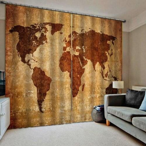 3D Window Curtains Living Room wedding bedroom Cortinas Drapes retro curtains brown