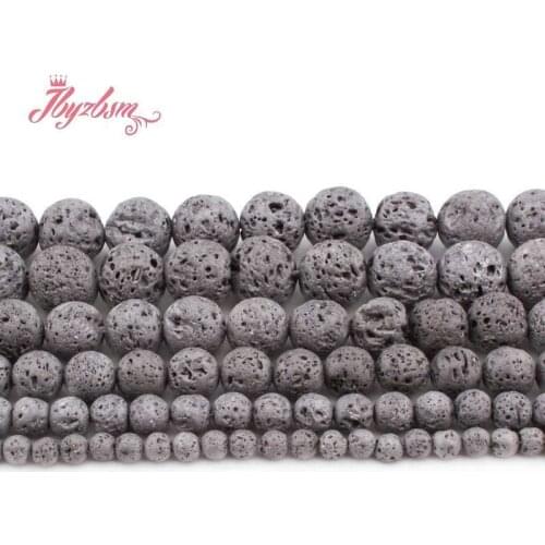 6/8/10mm Natural Lava Rock Gray Metallic Plated Round Loose Stone Beads For DIY Jewelry Making Bracelet Strand 15" Free Shipping