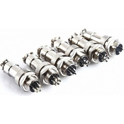 10pcs 6 Pin GX12 Aviation Plug & Socket Circular Multipole Connector Bulkhead