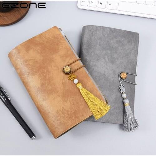 EZONE Retro Chinese Style Tassels Pendant Notebook Creative Portable Leather Notepad Student Stationery School Office Supply