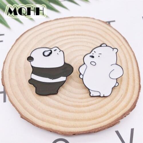 Cartoon Cute Animals Panda White Bear Enamel Brooch Alloy Badge Clothes Bag Pin Accessories Jewelry Gift For Friends