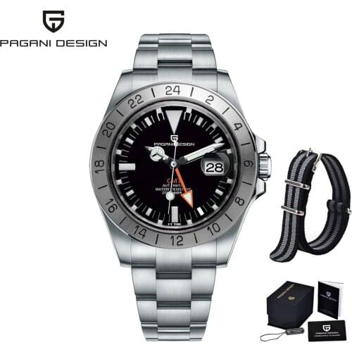 2021 Pagani Design Mens GMT Stainless Steel Automatic Mechanical Watch Sapphire 200M Waterproof Clock Luxury Relogio Masculino