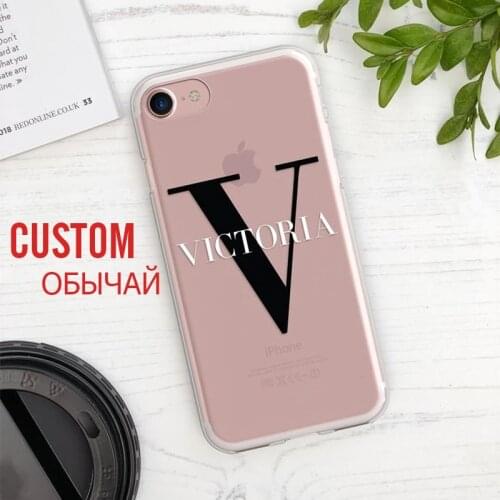 Custom Name DIY Letters for iPhone 11 Case 8 Plus 12 Pro Max SE 2020 Cover Girls Transparent Silicone Funda For iPhone X XS XR 7