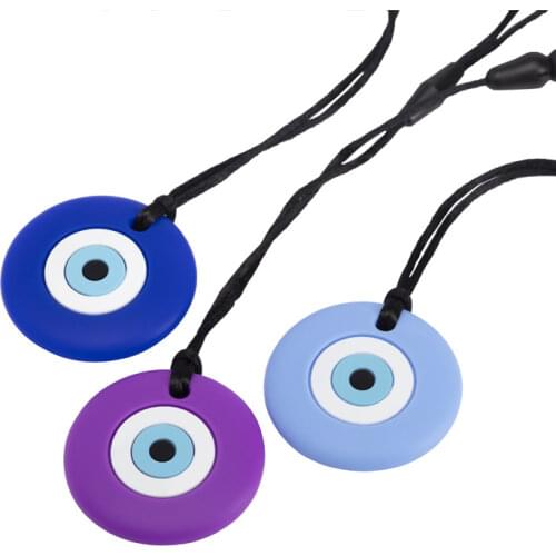 Baby Teether Drop shape Round Demon Eye Sensory Unzip Chew Necklace for Teething Autism Biting Chewing Baby Care BPA Free Beads