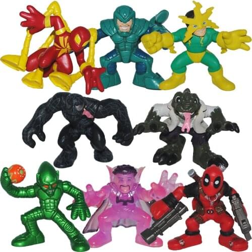 Marvel Comics SUPERHERO SQUAD Iron Spider-Man Venom Lizard Scorpion Electro Q Version Action Figure Model Children Toys