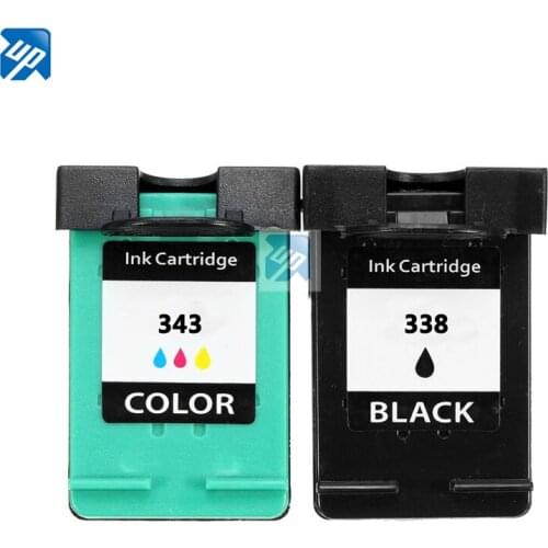 UP brand 2pk Ink cartridge replacement For HP338 343 for DJ 6540/6620/6840/PSC 1500/1510/1600/1610 printer