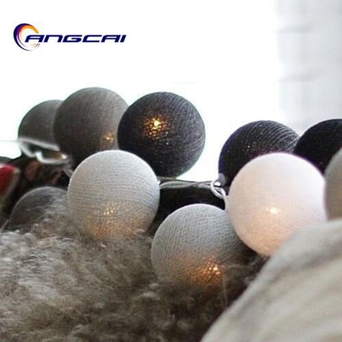 Mixed black gray white Antra 20PCS/SET cotton rattan wicker ball string lights fairy party wedding home garden patio decor