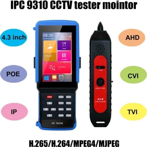 IPC 9310 POE wifi 4.3'' 5 in one Touchscreen CCTV Tester for IPC/Analog Camera,IPC 1080P, AHD,CVI,TVI,BNC Network Cable Tester