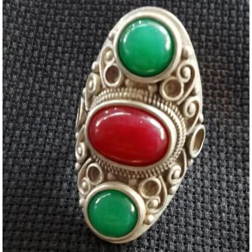 China White copper inlay imitation gem ring