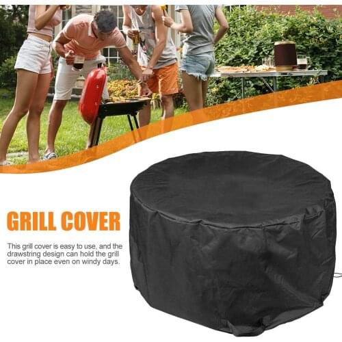Round BBQ Charcoal Grill Cover Waterproof Grill Protector Covers Rain Protective Waterproof Anti Dust Outdoor Barbecue Cover