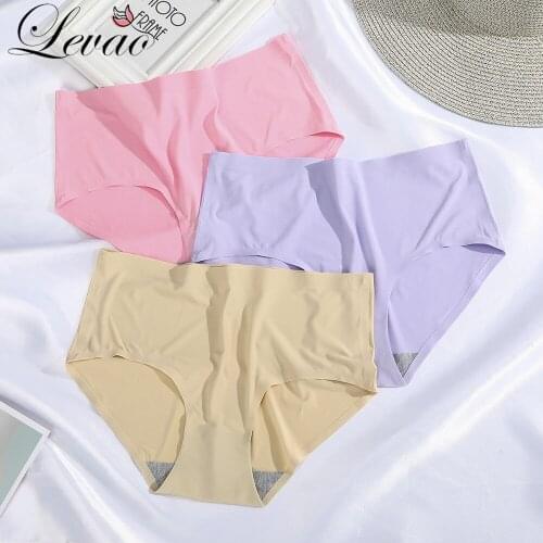 LEVAO Women Underwear Panties Sexy Lingerie Seamless Briefs Ice Silk Girls Underpants Intimates Ultra-thin Solid Color Invisible
