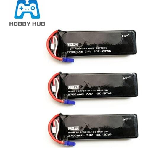 7.4V 2700mAh lipo battery 10C 20WH For Hubsan H501W H501S H501C RC Qaudcopter Drone Parts 2s 7.4 v Battery EC2 Plug 1pcs to 5pcs